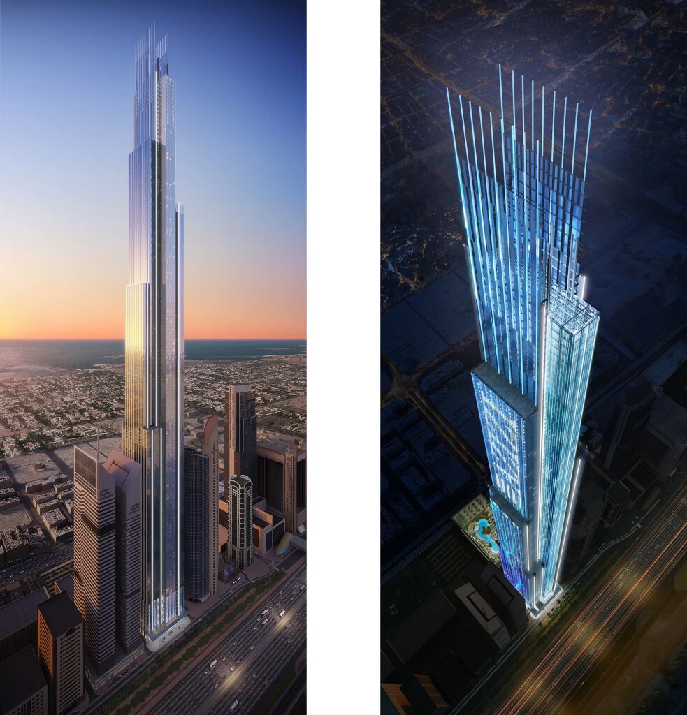 Burj Azizi, architectural render, Sheikh Zayed Road, Dubai