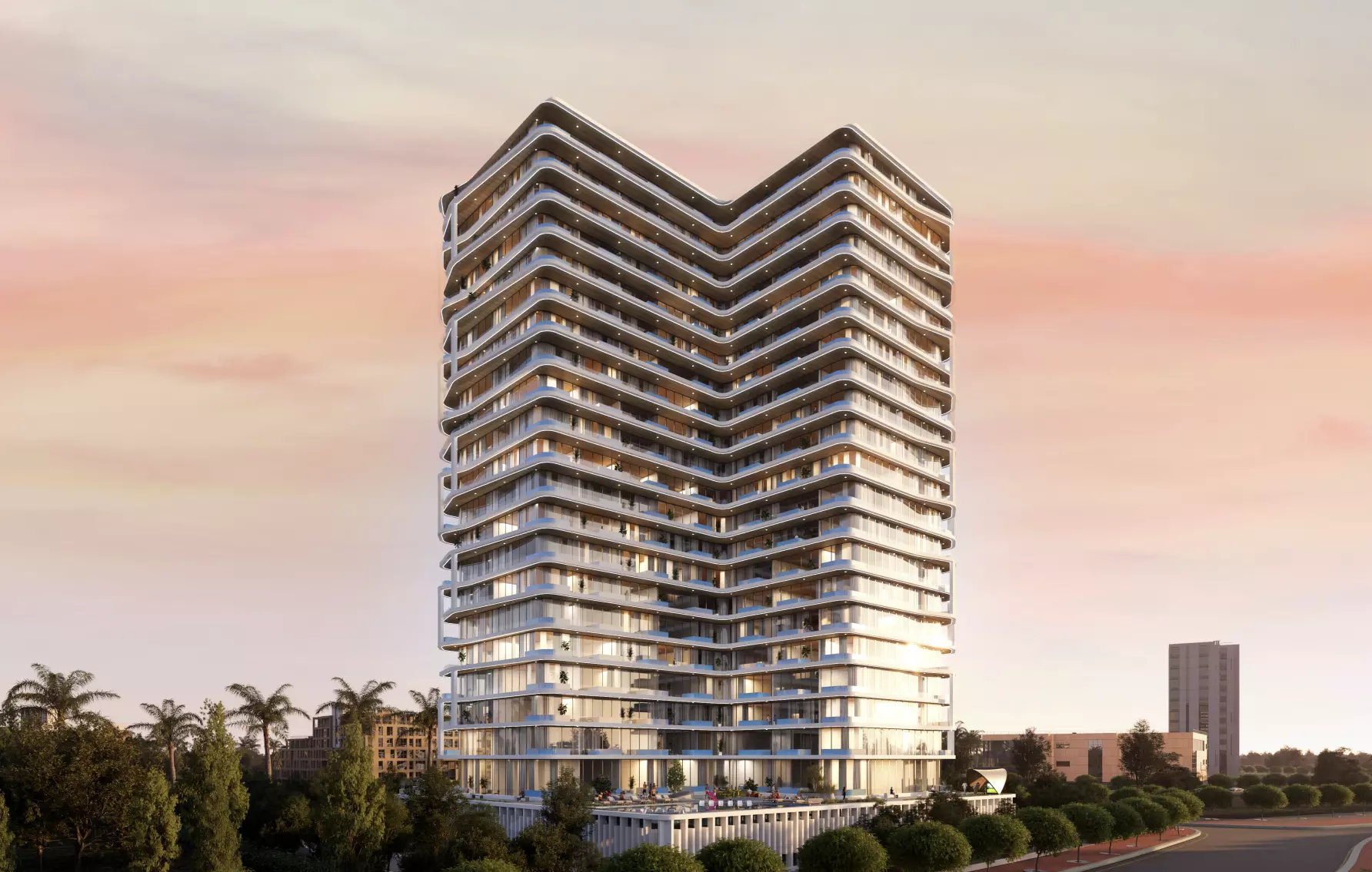 Ibiza by Samana, architectural render, Dubailand Residence Complex, Dubai